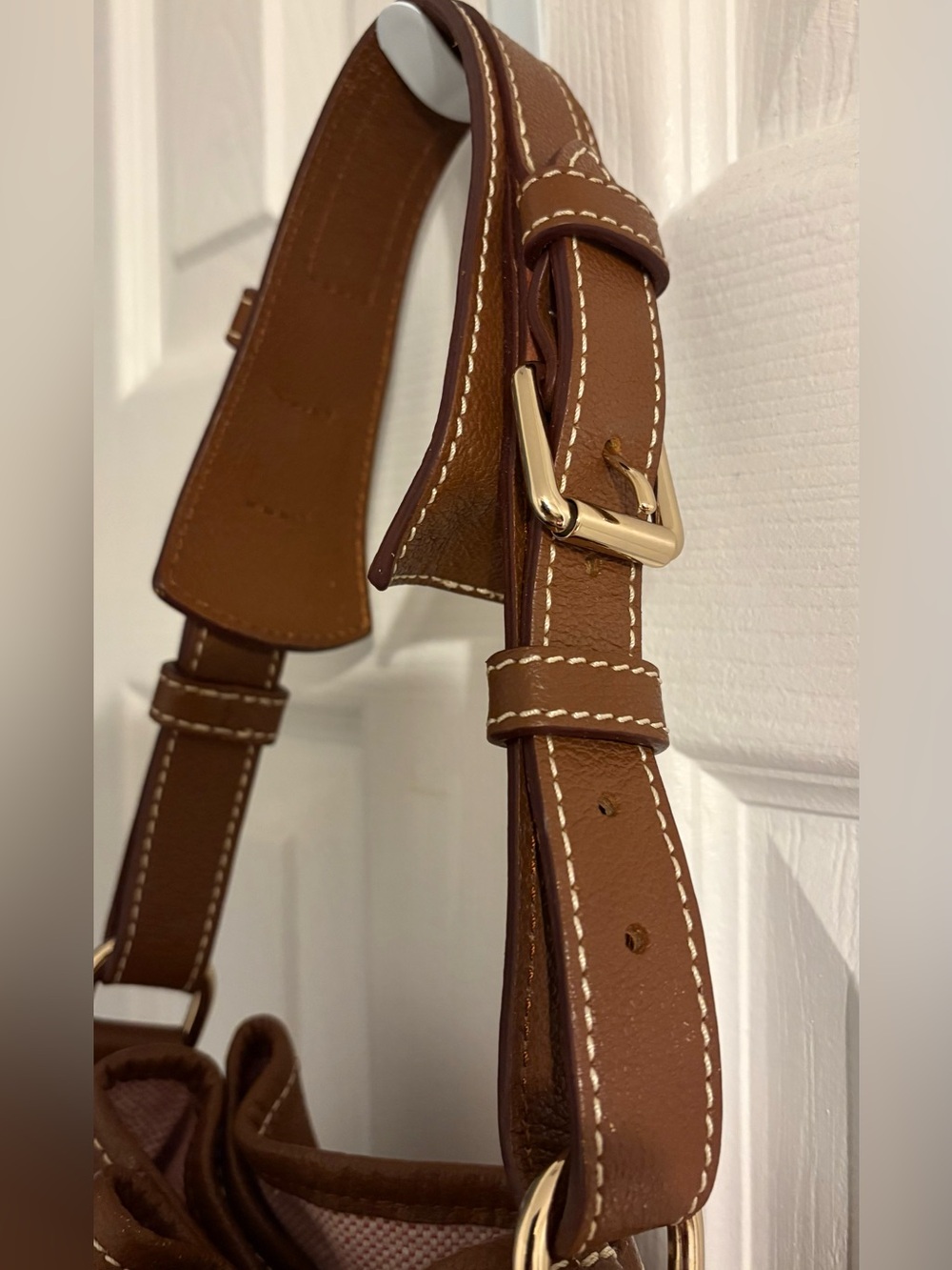 DOONEY& BOURKE Carmel Brown Pebble Grain Leather Drawstring Hobo Bucket Bag - Picture 4 of 14